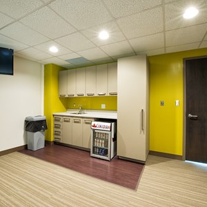 View of the refreshment area in a suite