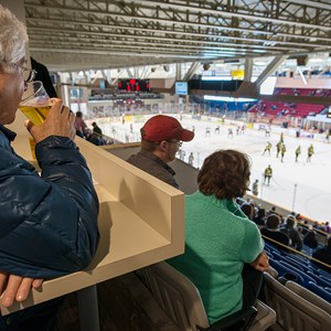 Spectators watch the game from a suite