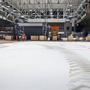 A view from the ice level during renovations